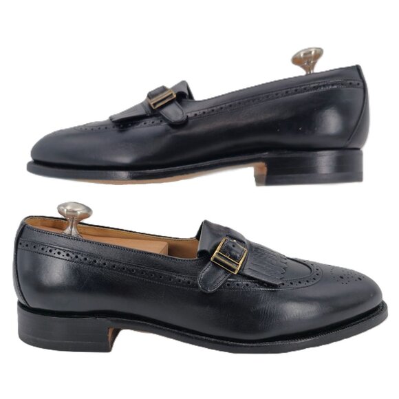 New Vintage Johnston & Murphy Aristocraft Black Leather Monk Dress Loafers 8.5D main image 8